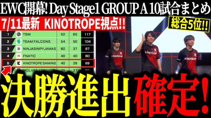 【EWC Day1まとめ】強豪だらけの中で5位につけ決勝ステージ進出を確定させるKINOTROPE【VOLzZ/叶望/YukaPEROdator/切り抜き】