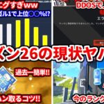 シーズン26の現在のランク分布がヤバイ！ゴールド1で上位○○％ｗｗ分布の感想や今のランクで大事な動きも！ダブハン取るコツも話す！【APEX LEGENDS立ち回り解説】